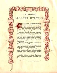 Félicitations adressées par le bureau Hersent de Paris à son patron Georges Hersent, décoré