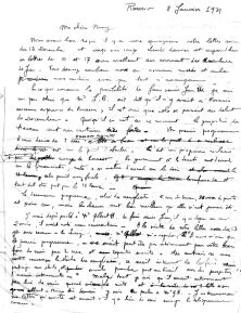 lettre à Nany de janvier 31, parlant des vacances de la famille au Riachuelo et de l'éventualité de l'arrivée de Toutouni en Argentine (ce qui se vérifiera)
