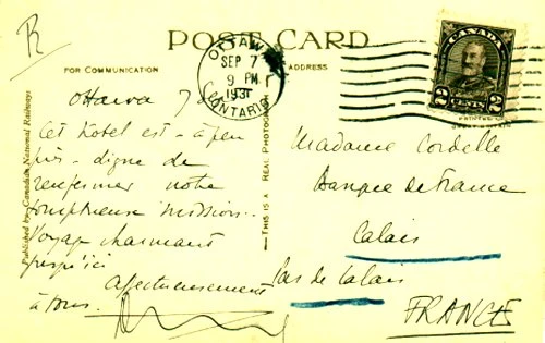 Cartes postales envoyées du Canada en 1931