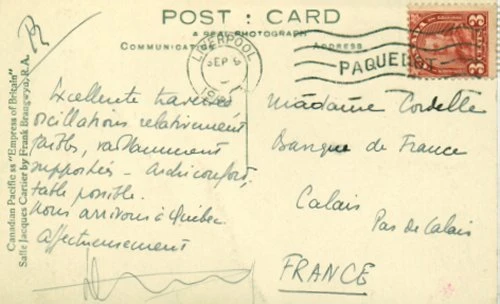 Cartes postales envoyées du Canada en 1931