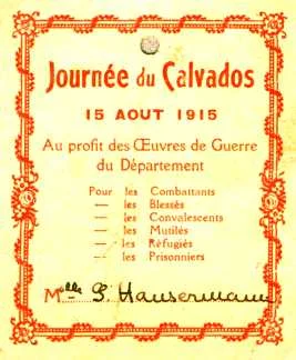 ceci une vignette émise au profit des Oeuvres de Guerre du Calvados, au nom de Maman