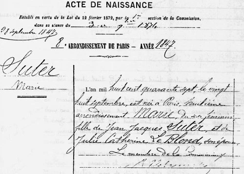 Transcription acte de naissance