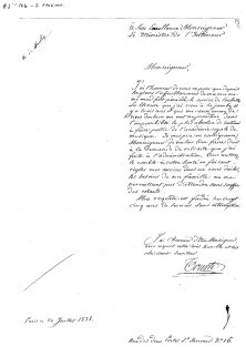 Lettre du 20 juillet 1838, par laquelle Louis-François Tourte demande sa mise à la retraite
