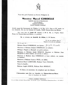 Faire part de décès d'oncle Marcel, 1973