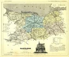 Calvados, avec en cartouche, la gravure de l'église St-Pierre à Caen, gravure qui manque dans certaines éditions des années 77 et 80.