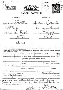 Carte interzone de Mr et Mme Drillon, des amis d'Argentine, ingénieur chez Hersent, retraité à Nice