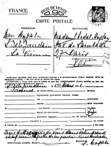 Carte interzone de Mme Mogale à Tante Suzon, probablement des amis des Chedal, de l'Isle Jourdain, où les Chedal ont vécu