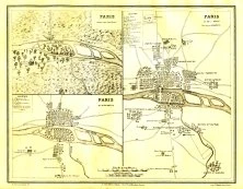 Carte de Paris aux 4ème et 12ème siècles, avec la cartouche signée