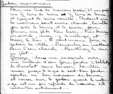Recette du gâteau de marrons de Simone Cordelle (écrit de sa main vers 1930/40)