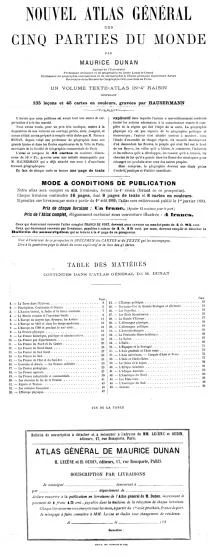 Publicité vers 1875, pour un atlas universel par Maurice Dunan, avec des cartes gravées par R. Hausermann (exemple la Suisse ci-dessous)