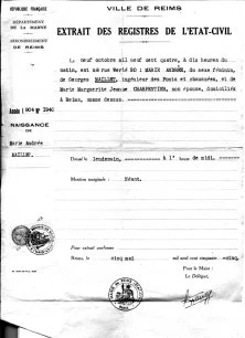 Extrait de naissance d'Andrée Maillet, 9 oct 1904