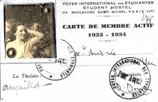Carte du foyer d'étudiant, 1933