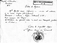 Le 3 juillet 1940, Andrée est autorisée à rejoindre "ses foyers" à Cancon; Le HOE2 est alors à Castres, après s'être replié du 14 juin à fin juin 1940. L guerre est momentanément suspendue par l'Armistice du 25 juin 40