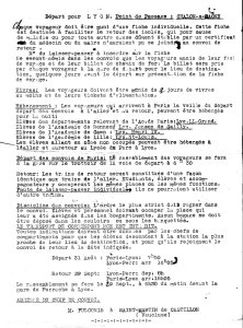 Consignes pour un convoyage de Paris à Lyon, (et retour) en traversant la ligne de démarcation de la zone occupée. Départ 31 août et retour 29 septembre 1940
