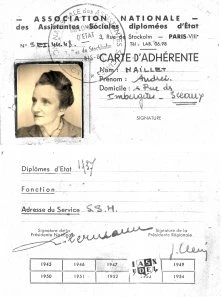 1948, Carte de l'Association des Assistantes Sociales Diplômées
