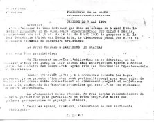 le 7 mai 1934, la Commission des Sites demande au comte de Dampierre l'autorisation de classer la butte de son château historique, et ci-dessous, le 18 août 1934, le Préfet remercie le comte pour son accord