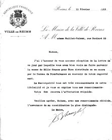 11 février, don de madame veuve Maillet-Valser aux oeuvres de la ville