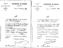 Les 2 diplômes de droit qu'il a obtenu en 1889 et 1890, alors qu'il était jeune ingénieur des Ponts et Chaussées