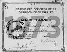 Carte du Cercle des Officiers de la garnison de Versailles, 1973