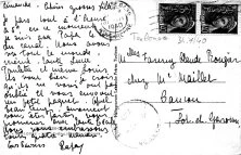 "dimanche, chères grosses filles, je pars tout à l'heure à 5h, en ce moment je suis avec papa le long du canal, nous avons vu tout le monde, mémé, tante Lucie, Paulette et même Louis, ils vont bien, je crois qu'ils ne…