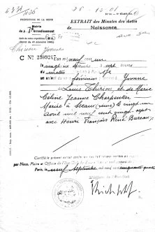 extrait de naissance de Vonnette, 1901