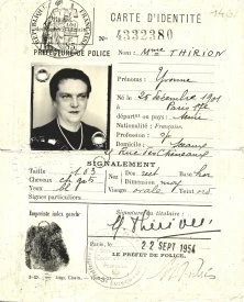 carte d'identité de Vonnette en 1954
