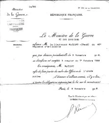 Démission de l'armée à la sortie de Polytechnique, 1er octobre 1922