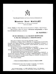 René, faire part de décès, le 7 mars 1931, et le