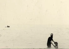 Louis et Vonnette au bain, Asnelles, 1907