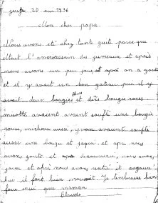 Lettre écrite par Claude à son père, pendant le déménagement vers Dijon.