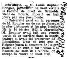 Article de journal lors de son décès le 22 novembre 1928