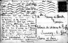 Carte de Granie, août 1943, qui écrit à ses filles en colonie à Ruffey