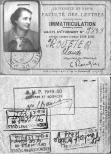 La carte d'étudiant de Claude et son diplômede licence ès lettres