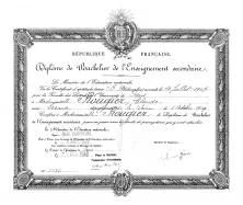 Diplôme du Bac Philo 1947
