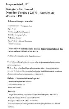 Un document juridique archivé (vers 1853) et visible sur Intenet. Il confirme et précise les témoignages de Paulette Fazembat et Lucie Rougier