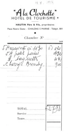 Facture du traiteur de Chalons