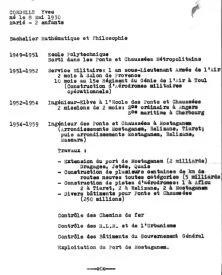 Le curiculum vitae établi dans la perspecive d'un changement de travail. Finalement j'ai accepté la proposition d'EGA qui s'est concrétisée en mai 1960
