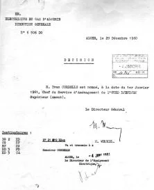 Ma nomination à l'aménagement Djen Supérieur amont, c'est à dire le barrage principal