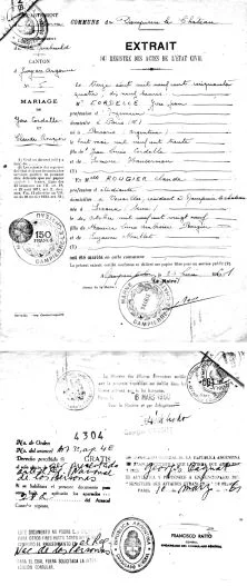 Acte de mariage Yves et Claude, avec les légalisations de signatures