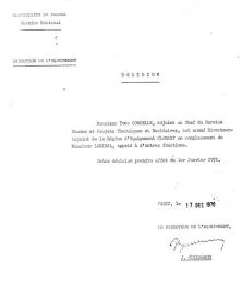 Je suis muté du SEGN à la Région d'Equipement Clamart, à compter du 1/1/70