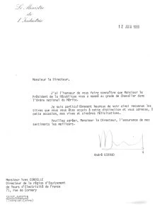 Je deviens "Chevalier dans l'Ordre National du Mérite"...